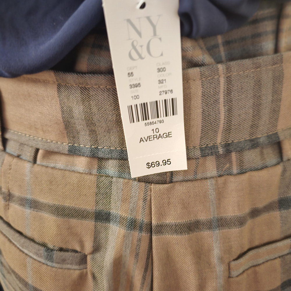 New York & Company Blue and Tan Plaid Wide Leg Pants - Picture 3 of 3